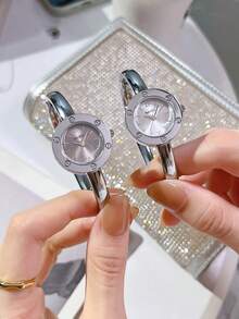 1 chiếc đồng hồ đeo tay nữ cao cấp đính đá lấp lánh hình bầu dục, mặt số La Mã, thích hợp cho các buổi gặp gỡ xã giao, tiệc tùng, đeo hàng ngày, quà tặng ngày lễ. - kiểu6 - Xem 9