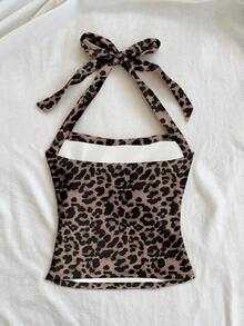 Set de 2 tops de mujer con cuello halter, espalda descubierta y estampado floral fruncido - Multicolor 4 - Ver 2