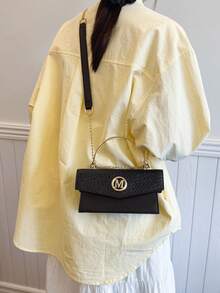 Fashionable Woven Handbag (Random Stitching Color) - Black - View 4