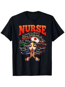 Camiseta unisex con estampado de enfermeras africanas - Mes de la Historia Negra, Las Vidas Negras Importan, Profesión de Enfermería - Camiseta de algodón puro suave y transpirable con un eslogan empoderador - Camiseta ligera de cuello redondo, adecuada para el Día de la Igualdad de las Mujeres, la Semana de las Enfermeras, la temporada de regreso a clases - Tallas S-XXXL - Regalo ideal para enfermeras y defensores, ropa casual para el día a día, ropa que expresa orgullo cultural, ajuste cómodo. - Negro - Ver 6