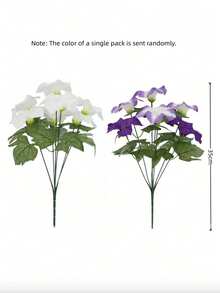 Artificial Purple-White Gerbera Daisy Decor, Artificial Flowers For Outdoors, Realistic Fake Flowers Petunias UV Resistant Silk Morning Glory Faux Plants For Outdoor Planters Balcony Yard Window Box Porch Garden Home Outside Decor - Multicolor - View 9
