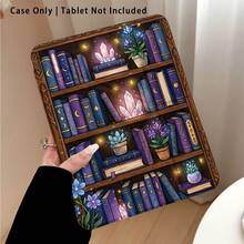 Acrylic Crystal Tablet Protective Case With Book And Plant Pattern Painted Effect, With Stand, Foldable Anti-Bending, Silicone Reinforced Corners, Auto Wake/Sleep Function, Built-In Pen Slot, Multi-Angle Foldable Stand - Style 5 - View 4