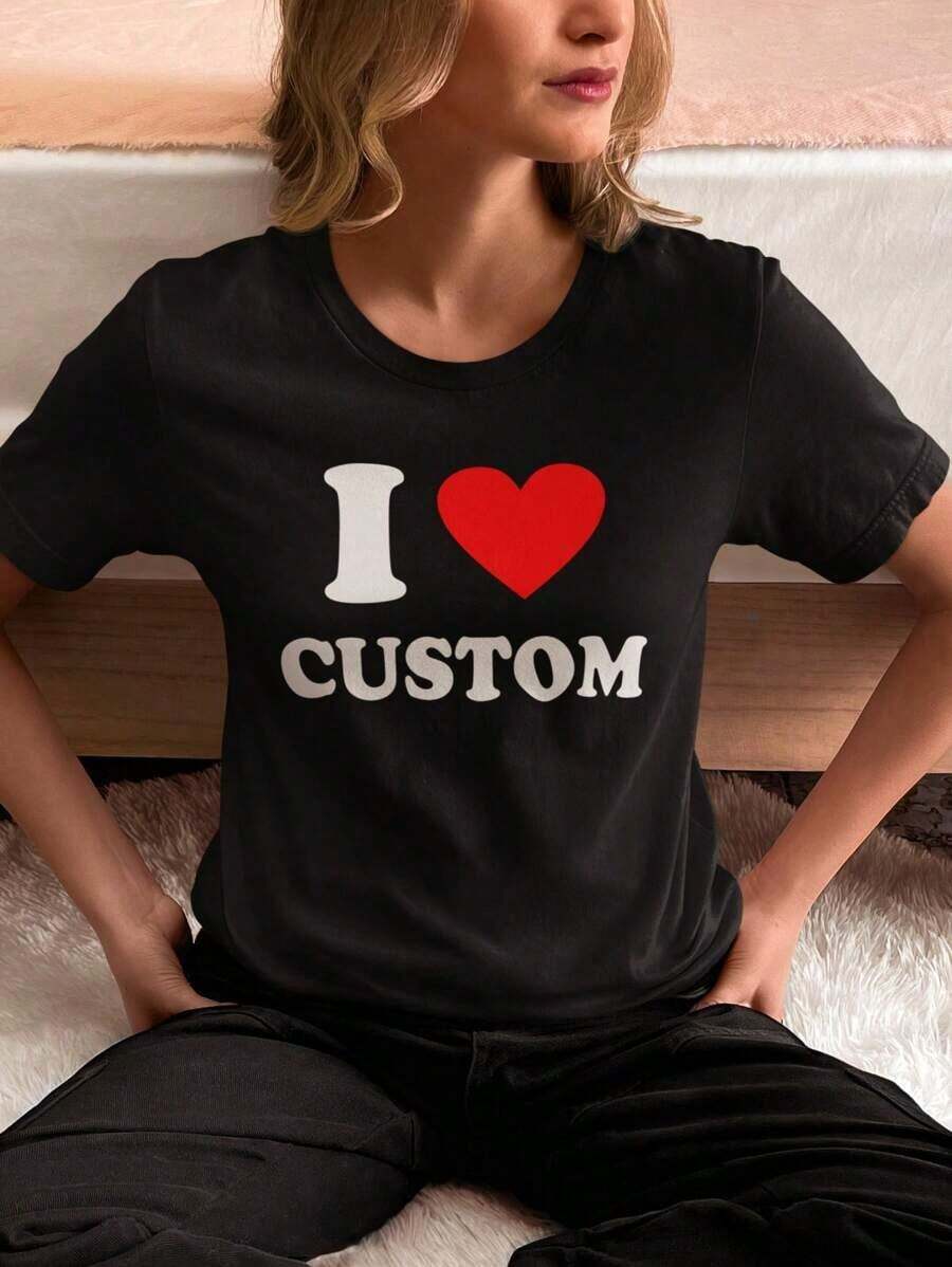 Personalized Mexican Women's T-Shirt - Add Your Own Text/Image (Slogan/Saying/Favorite Phrase/Internet Meme) To Design Your Personalized T-Shirt, Perfect As A Gift For Girlfriend/Wife, Valentine's Day, Thanksgiving, Christmas, Anniversary, Birthday, Wedding, Best Friend, Ornamental, Friend, Elegant, Fashion, Hipster, Minimalist, Casual Style, Summer, Chic Urban Casual Style Cotton T-Shirt Fashion Summer - 黑色 - 查看 1