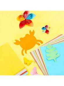 100pcs Vibrant Craft Paper Set, 10 Assorted Colors, Ideal For Origami, Arts & Crafts, Office Supplies, Scrapbooking, Sewing, Paper Craft Tools - Premium Quality Paper Material - Multicolor - View 4