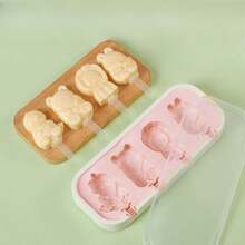 1 pieza Molde de silicona para pudín/helado con formas de dibujos animados (animales, frutas) Molde para hacer helado en casa, ligero y fácil de usar, esencial para el verano - Blanco - Ver 9
