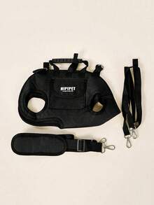Cute Breathable Dog Backpack, Portable Leash Backpack With Adjustable Shoulder Strap, Suitable For Cats And Dogs, Can Be Worn Crossbody Or Shoulder, Pet Supplies, Fashionable Dog Gear, Cat Harness, Cat Backpack, Bicycle Trailer - Black - View 9
