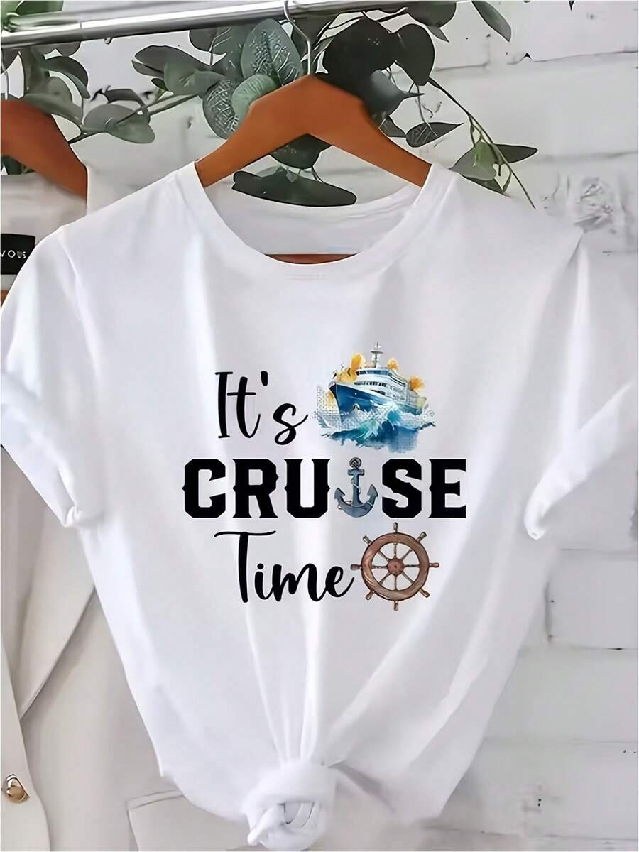 1 Casual Round Neck T-Shirt, Short Sleeve, Breathable And Loose Fit, Made Of Sweat-Absorbing Fabric With A Geometric Pattern, Versatile For Everyday Wear And Casual Occasions, Suitable For All Seasons, 180g 100% Cotton. - 白色 - 查看 1