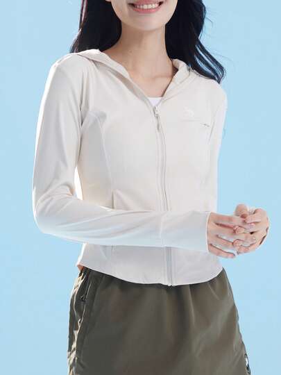 CAMEL CROWN 女士防晒服，户外原纱防晒春夏修腰修身Wet State骑行防晒运动夹克