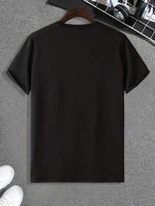Women's Casual Printed Short-Sleeve T-Shirt. Fashionable Round Neck And Short Sleeve T-Shirt With Heart Design, Graphic Shirt For Women. - 黑色 - 查看 2