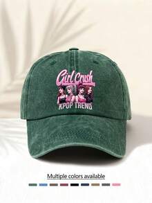 1pc Washed Baseball Cap With "GIRL CRUSH K-POP " Letter Print Pattern, Retro American Style Minimalist Casual Versatile Fashionable Unisex Accessory, Suitable For Concerts, Music Festivals, Outdoor Activities, All Seasons - Water Wash - View 19