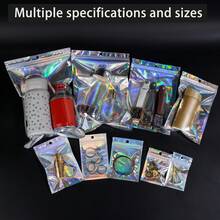 XZV 100个不同尺寸的激光彩虹礼品袋，全息前窗可重复使用拉链袋，珠宝零售袋，适用于收纳、珠宝、小型企业、礼品包装、圣诞节、小型企业理想之选、珠宝样品、新年节日礼品袋 - 彩色 - 查看 5