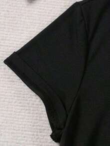 Red. Maglietta Con Stampa Durevole.Strada Casual - Black - View 4