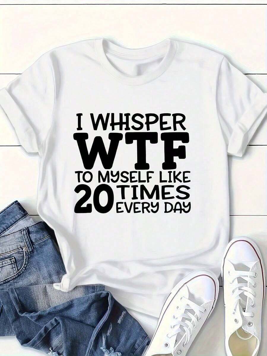 Modern And Minimalist Women's T-Shirt With Funny And Sarcastic Phrases - Large Print - Loose-Fitting Short-Sleeved T-Shirt - Summer Essential - Casual Wear - Medium Weight Fabric, Perfect For Everyday Wear - 白色 - 查看 1