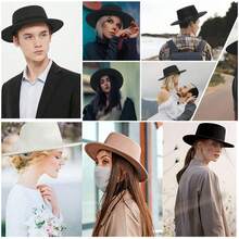 1pc Elegant Wool Felt Hat, Suitable For Summer Beach, Women's Daily And Holiday Outfits, Decorated With Round Rivets And Symmetrical Belt, A Decorative Western Cowboy Hat - Solid Color - View 7