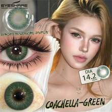 EYESHARE EYESJARE 1 對新款棕色眼影色隱形眼鏡 高品質藍灰色綠色隱形眼鏡 適合婚禮情人節禮物 6 個月拋棄式 14.2mm 適合日常約會與節日活動 - COACHELLA綠 - 查看 3
