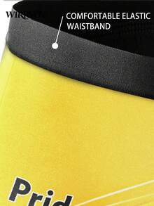 1pc Custom Photo Face Men's Boxer Briefs, Personalized Football Star Cartoon Underwear, Yellow Gradient Print Trunks, Customizable Text & Photo Shorts - Yellow - View 5