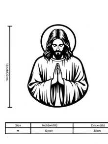 1pc Jesus Praying Metal Wall Art - Black Religious Decor With Floral Accents, Suitable For Church, Home, Chapel, Indoor/Outdoor Christian Family Decoration, Easter Gift, Metal Wall Art Decor - Black - View 3