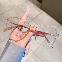 經典極簡女款幾何金屬框時尚眼鏡，適合女性旅行配件、優雅海灘配件、女性海灘度假、戶外活動、通勤、電腦與手機必備眼鏡 - 棕色 - 查看 8