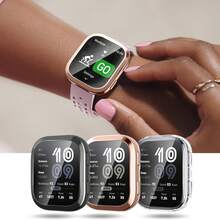 3 piezas Protector de pantalla & Funda protectora para Bip 6, Borde electroplateado de TPU suave Cobertura completa Anti-arañazos Cubierta de reloj - Negro/Oro rosa/Transparente - Ver 8