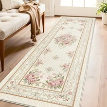 1 pièce Tapis de couloir à motif rose, tapis de style frais, tapis bohème, long tapis de couloir, tapis, tapis de couloir, petit tapis de zone, tapis, décoration de maison, tapis de zone, tapis de zone de salon, décoration de maison de salon, décoration de chambre, tapis lavable, tapis de décoration de chambre, tapis de décoration de maison, tapis de siège de canapé - Multicolore - Voir 2