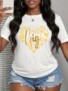 Women's Camia 100% Cotton Crew Neck Printed Basic Comfortable T-Shirt. Suitable As A Gift. Women's T-Shirt. Elegant Blouses. Boho Chic. Soft, Breathable And Comfortable Women's Top, Ideal For Spring, Summer And Autumn, Perfect For Vacations, Travel And Everyday Wear. - 白色的 - 查看 6