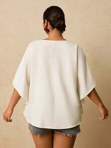 Blusa holgada con estampado floral para mujer de talla grande - Naranja - Ver 2