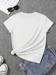 - Camiseta de cuello redondo de gran tamaño para mujer - Estampado gráfico "Unbothered By Negative Souls" con cadenas doradas y letras, camiseta casual de verano, tela transpirable de elasticidad media, diseño con mensaje positivo para confianza diaria - Camisetas unisex de algodón estampado vintage casual de verano para parejas - 100% algodón - Blanco - Ver 3