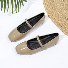 French Style Square Toe Mary Jane Shoes, Versatile Elegant Shoes For Women - Khaki - View 16
