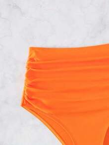 Swim Vcay Bragas bikini de cintura alta fruncido - Naranja - Ver 4