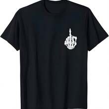 Divertido Halloween medios dedos esqueleto mano cráneo adulto regalo camiseta - Negro - Ver 1