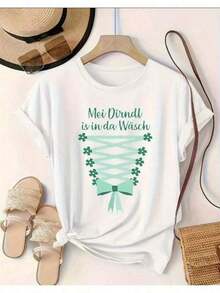 Camiseta de Algodón para Mujer con Estampado Geométrico, 220g de Algodón Puro, Cuello Redondo Casual, Perfecta para Relajarse en Casa o Salir con Amigos. S7LX Adecuado como regalo.playera de mujer.blusas>elegante.boho chic,Top de mujer suave, transpirable y cómodo, ideal para primavera, verano y otoño, perfecto para vacaciones, viajes y uso diario. - Blanco - Ver 7