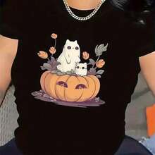 Camisetas esenciales actualizadas para mujer: Ropa cómoda para todo el día, suave y ligera, con estampados. Adecuadas como regalo. playera de mujer. blusas>elegantes. boho chic,Top de mujer suave, transpirable y cómodo, ideal para primavera, verano y otoño, perfecto para vacaciones, viajes y uso diario. - Negro - Ver 7