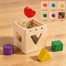 Children's Wooden Polygon Shape Sorter Game Box, Geometric Shape Matching Game Box, Montessori Early Education Toy, Children's Early Learning Educational Game, - Multicolor - View 4