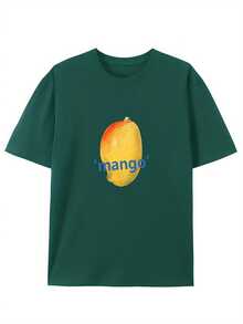 Great Mango! Round Neck T-Shirt With Creative Design, Fashionable Short Sleeves For Summer, Casual Top For Everyday Style - 深綠色 - 查看 7