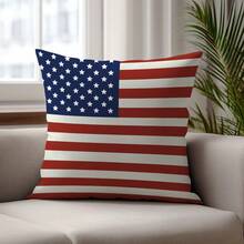 1 pezzo Federa per cuscino 4th Of July, stampa monofronte in velluto pesca in poliestere, dimensioni 45*45CM/18*18 pollici, adatta per decorazione della stanza, decorazione moderna e minimalista per divano e soggiorno, idea regalo - Multicolore - Visualizzare 6