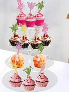 5pcs Colorful Fairy Cake Toppers, Paper Cupcake Picks For Wedding, Birthday, Theme Party Cake Decorations, Scene Atmosphere Setting, Holiday Celebration, Home Decor (Random Colors) - Multicolor - View 7