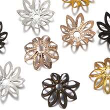 100pcs/Pack Iron Plated Octagonal Flower Bead Caps, Elegant Flower Caps For Necklace, Earrings, Pendant DIY Jewelry Making - Octagonal Flower Receptacle - View 6