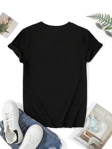 Women's Panda Graphic T-Shirt "Je Peux Pas J'ai La Flamme", Casual Style, Funny T-Shirts For Women, Comfortable Summer Clothes - Urban Vintage Style, Unisex, Short Sleeve Cotton T-Shirt With Round Neck And Loose Fit - 黑色 - 查看 3