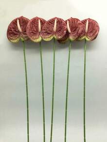 1/3/5/10支人造红色火鹤花（红色），仿真火烈鸟花，适用于婚礼、办公室、派对、酒店、家居桌面装饰、房间装饰、餐桌装饰、家居装饰、桌面装饰、季节性装饰、户外庭院装饰、DIY装饰、房间装饰美学、婚礼装饰、墙面装饰、厨房装饰、情人节礼物人造花束 - 紅綠色 - 查看 10