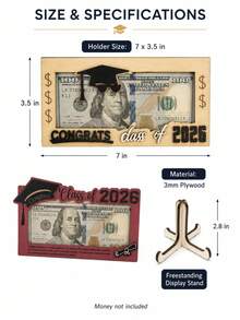 Graduation Money Holder 2026 For Cash 1pc 2 Layers 3D Design, Cash Gift Holder For Graduation, Graduation Gift Idea - One Size - View 4