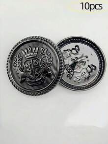 10pcs Rose Gold Metal Crown Pattern Buttons, Retro British Style Sewing Buttons For Coats And Garments - 10pcs - View 21