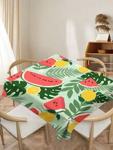 1pc Summer Watermelon Print Tablecloth, Modern Polyester Rectangular/Round Waterproof Tablecloth, Digital Printing Suitable For Living Room, Outdoor Dining Table, Small Round Table - Multicolor - View 14