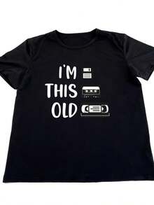 Mexican Plus Size - Plus Size - Women'S Plus-Size T-Shirt Retro Media Storage Icons Printed Short Sleeve Round Neck Top Tee Cartoon T-Shirts Soft Breathable Female Clothing TshirtCamiseta Algodón Moda Verano - 黑色 - 查看 5