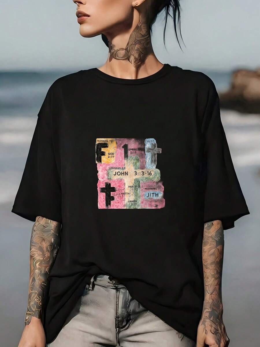 Budget-Friendly 180g T-Shirt With A Unique Banknote Art Design, Perfect As A 4th Of July Gift For Dad, Ideal For Team Building Events And Family Gatherings, A Versatile Summer T-Shirt For Men And Women, And A Comfortable Graphic Tee For Independence Day. - 黑色 - 查看 1