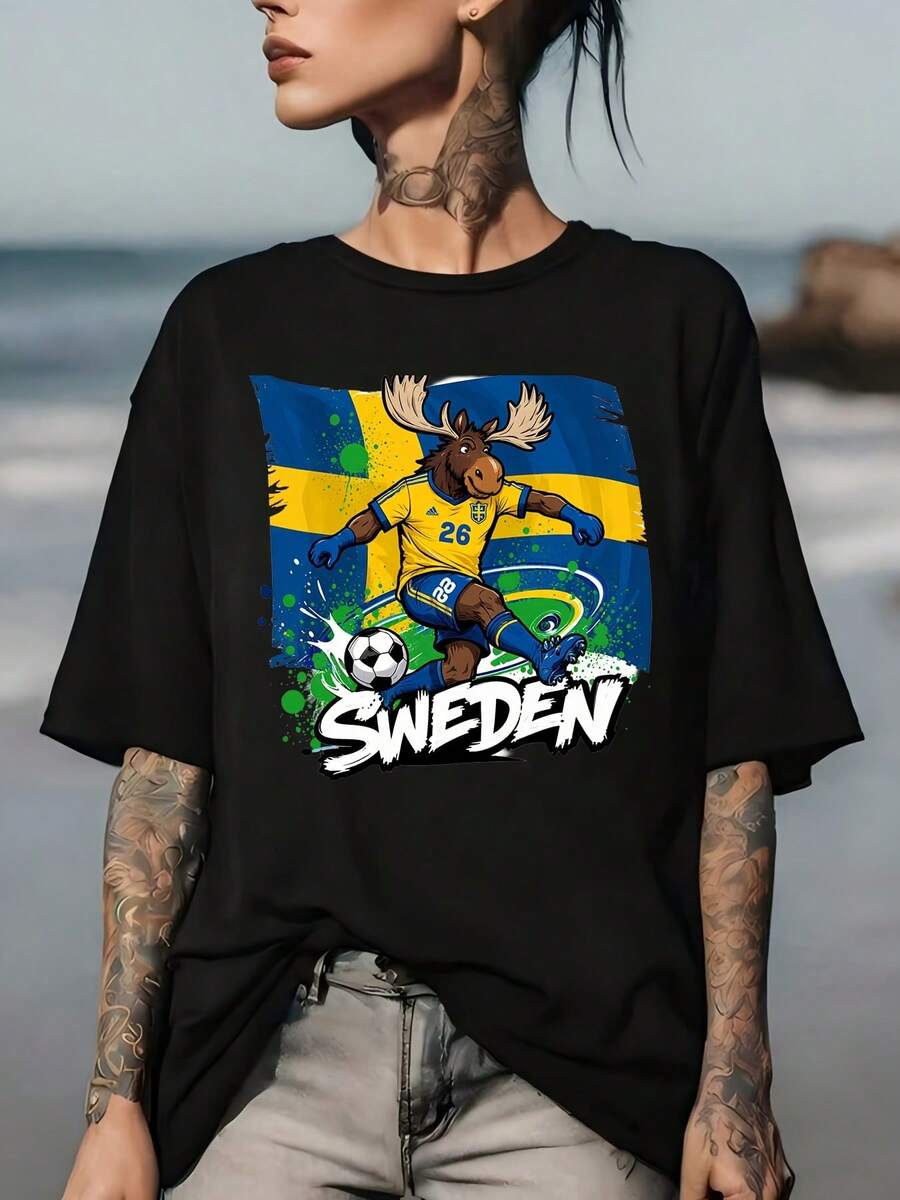 Swedish National Football Team "Moose Jersey" 180G - Perfect For Fans, Gifts, Team Spirit, Festive Family Gatherings And Cozy Nights In. - 黑色 - 查看 1