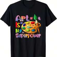 Printed T-Shirt For Men And Women - 黑色 - 查看 1