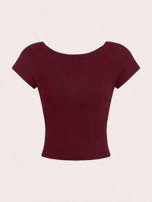 4 piezas Camisetas de mujer minimalistas y casuales con estampado de leopardo negro y verde, cuello redondo ajustado de color verde helado con espalda descubierta y hueco, adecuadas para usarse como camiseta interior o prenda exterior en verano - Multicolor 18 - Ver 11