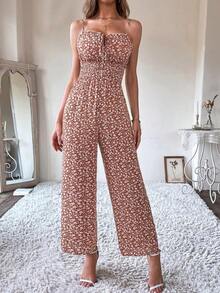 Mono casual de mujer con estampado de lunares y lazo delantero, para verano - Multicolor 3 - Ver 3
