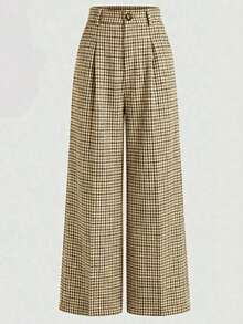 Conjunto de blazer sin mangas y pantalones a cuadros vintage 2026 - Detalles de botones de cintura alta, versátil y elegante conjunto de dos piezas para la oficina casual y las vacaciones - Multicolor 2 - Ver 4