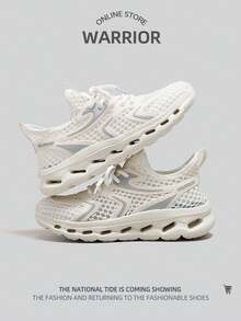 WARRIOR 1双女士运动低帮网面跑步鞋 - 白灰 - 查看 2
